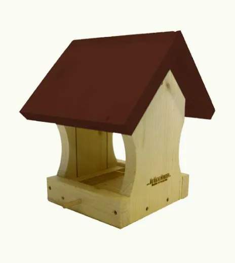 Vogelfutterhäuschen mit verschiedenen Dachfarben